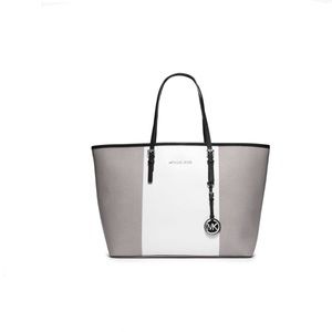 NWOT Michael Kors Gray Center Stripe Jet Set Travel Tote